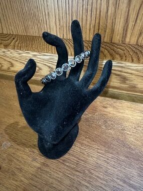 Graziano Gunmetal Crystal Bezel Bangle Bracelet